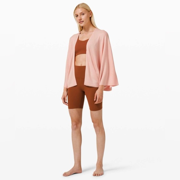 Lululemon Cashlu Knit Textured Wrap Pink Mist Cashmere Blend Cardigan Size L/XL - Picture 1 of 12